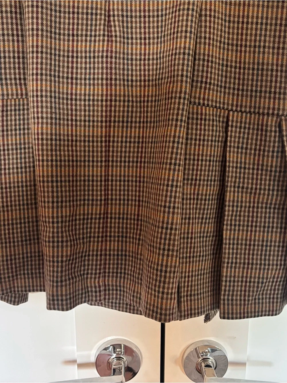 GAP Brown Plaid Square-Neck Pleated Mini Dress - Picture 3 of 8